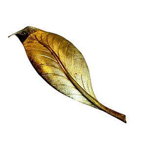 Vintage Gold-Tone Metal Leaf 3" Shaped Decor